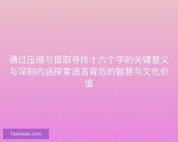 通过压缩与提取寻找十六个字的关键意义与深刻内涵探索语言背后的智慧与文化价值